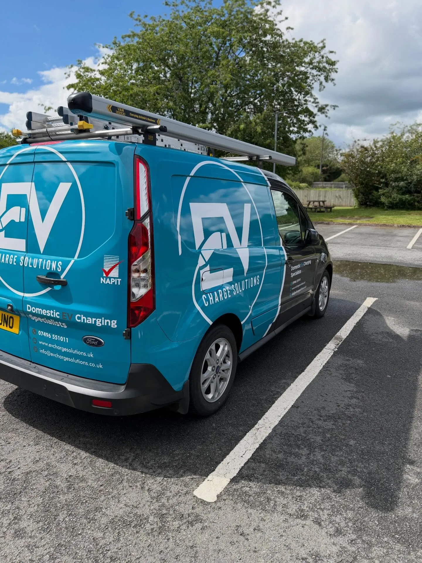 EV Charge Solutions van with Domestic EV Charging Specialists livery